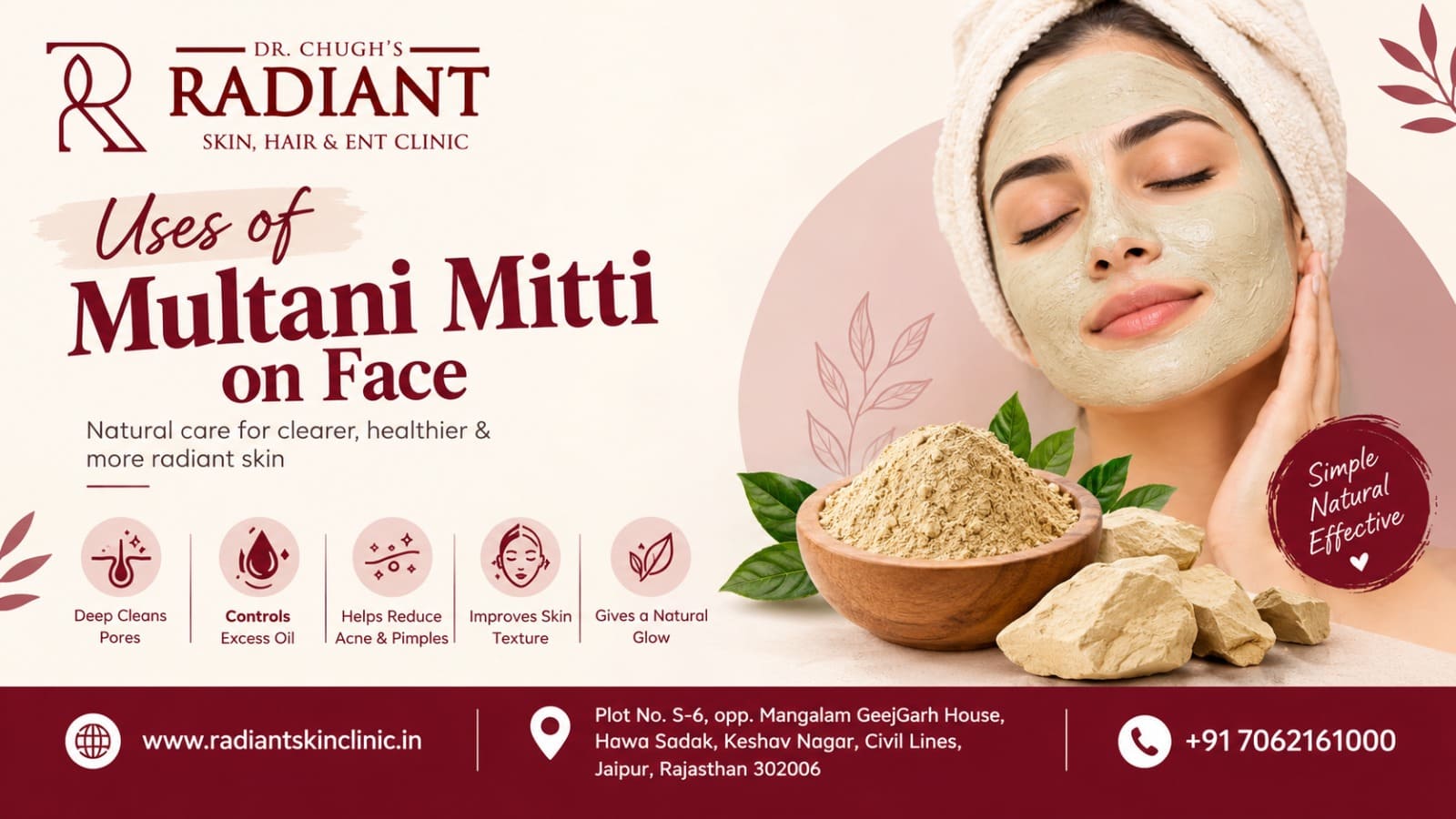 Uses of Multani Mitti on Face